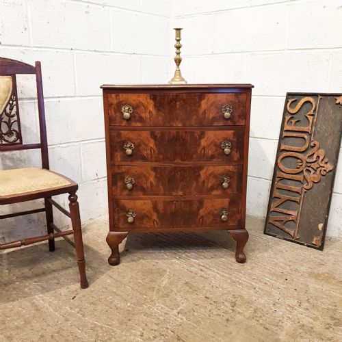 Antique Small Flamed Mahogany Chest of Drawers C1920
