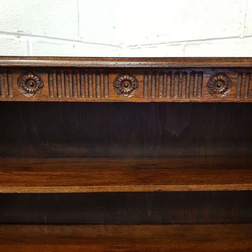 fig 2. ANTIQUE EDWARDIAN CARVED OAK OPEN BOOKCASE C1900