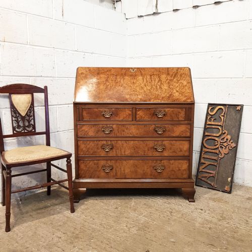 Antique Burr Walnut Bureau C1920