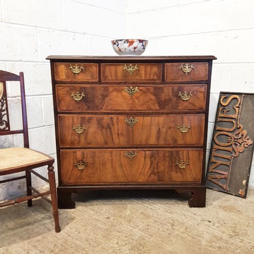 Antique 18th Century Oak and Burr Walnut Chest of Drawers C1780