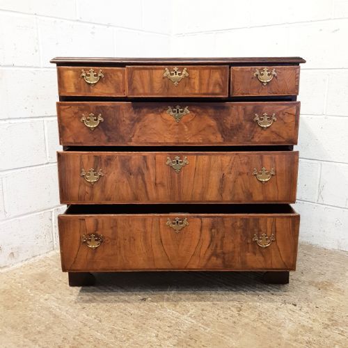 fig 1. ANTIQUE 18TH CENTURY OAK AND BURR WALNUT CHEST OF DRAWERS C1780