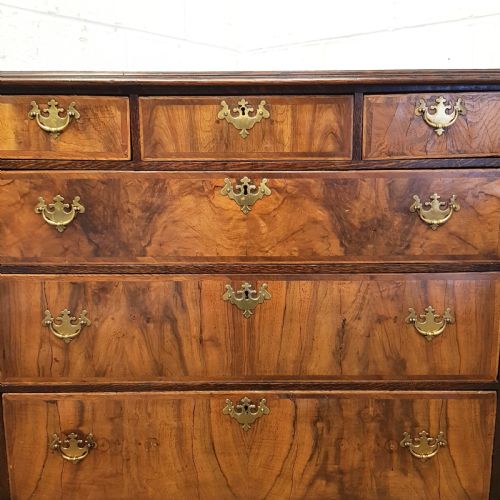 fig 2. ANTIQUE 18TH CENTURY OAK AND BURR WALNUT CHEST OF DRAWERS C1780