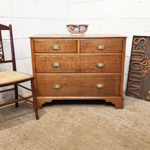 Antique Victorian Light Oak Dwarf Chest of Drawers C1880