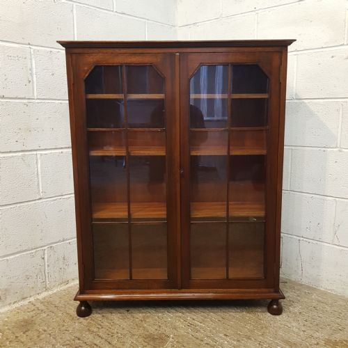 fig 1. ANTIQUE EDWARDIAN MAHOGANY GLAZED BOOKCASE C1900
