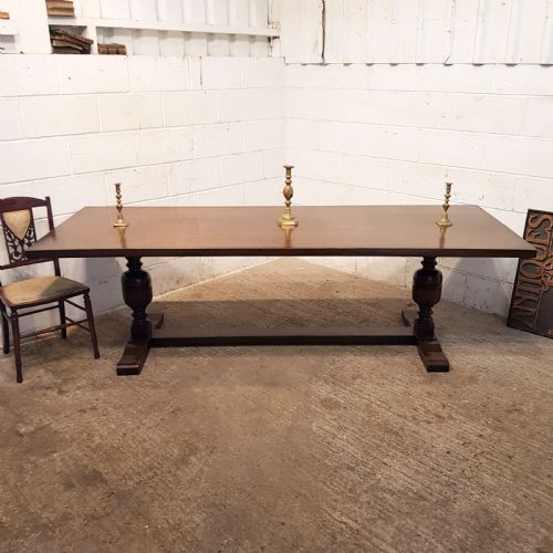 Antique 8ft Long Oak Refectory Dining Table C1920