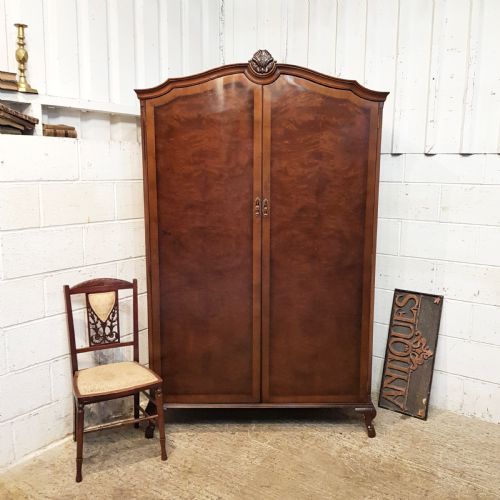 Antique Burr Walnut Double Wardrobe by Waring & Gillows C1920