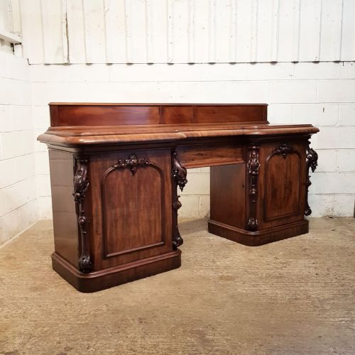 fig 2. ANTIQUE MID VICTORIAN CARVED MAHOGANY BREAKFRONT SIDEBOARD CHIFFONIER C1860