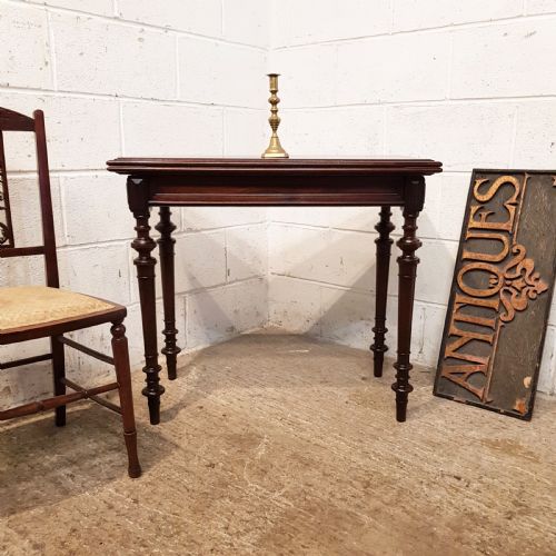 Antique Victorian Mahogany Fold Over Card Table C1880