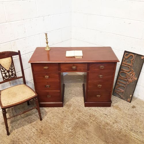 Antique Late Victorian Mahogany Pedestal Desk C1890