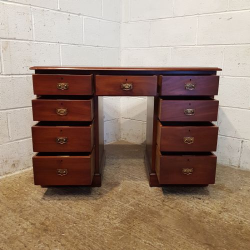 fig 1. ANTIQUE LATE VICTORIAN MAHOGANY PEDESTAL DESK C1890