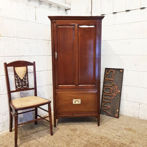 Antique Late Victorian Mahogany Tall Cupboard C1890
