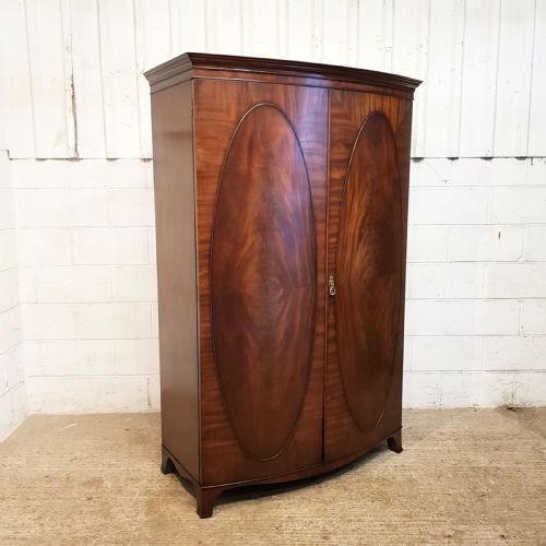 fig 2. ANTIQUE EDWARDIAN BOW FRONT MAHOGANY DOUBKE WARDROBE BY WARING & GILLOWS C1900