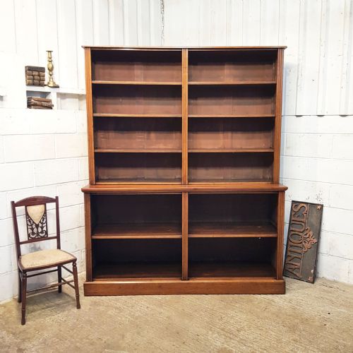 Antique Large Oak Open Bookcase C1900