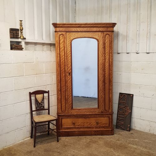 Antique Victorian Satinwood Single Ward Obe C1880