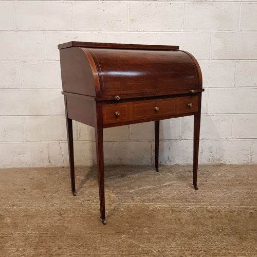 fig 1. ANTIQUE EDWARDIAN MAHOGANY CYLINDER BUREAU C900