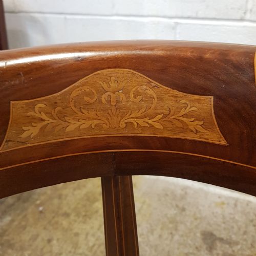 fig 2. ANTIQUE PAIR EDWARDIAN MAHOGANY INLAID SALON CORNER CHAIRS C1900