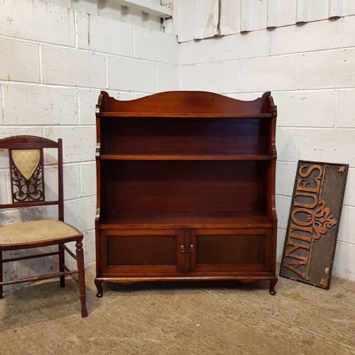 Antique Edwardian Mahogany Waterfall Open Bookcase C1900