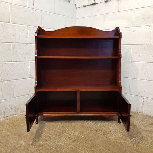 fig 1. ANTIQUE EDWARDIAN MAHOGANY WATERFALL OPEN BOOKCASE C1900