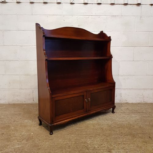 fig 2. ANTIQUE EDWARDIAN MAHOGANY WATERFALL OPEN BOOKCASE C1900