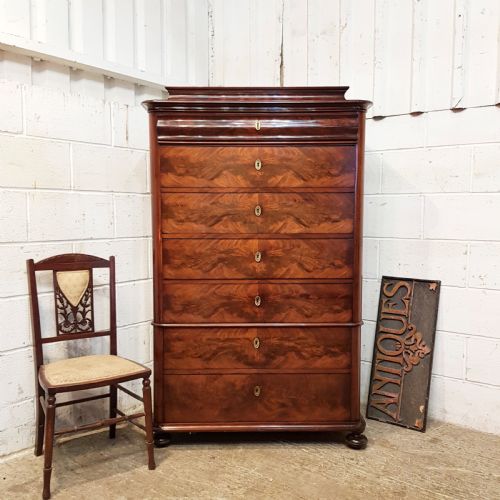 Antique 19th Century Tall Mahogany Biedermeier Chest of Drawers C1860