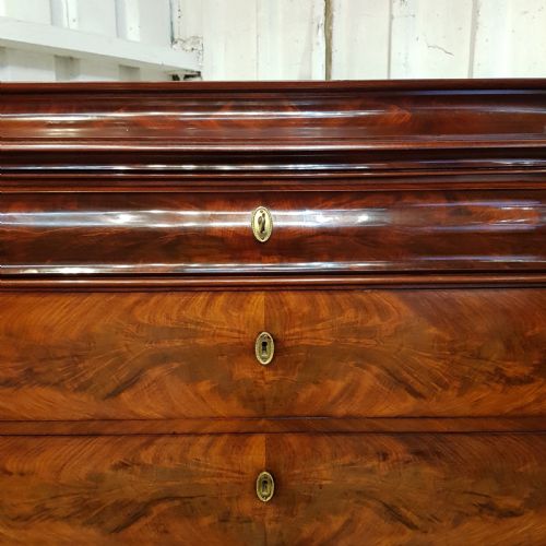 fig 2. ANTIQUE 19TH CENTURY TALL MAHOGANY BIEDERMEIER CHEST OF DRAWERS C1860
