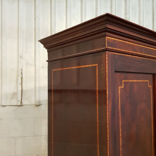 fig 2. ANTIQUE EDWARDIAN MAHOGANY INLAID SINGLE WARDROBE C1900