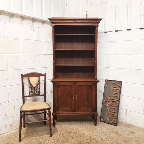 Antique 19th Century Biedermeier Mahogany Open Bookcase on Cupboard C1870