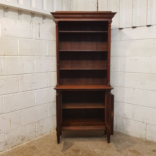 fig 1. ANTIQUE 19TH CENTURY BIEDERMEIER MAHOGANY OPEN BOOKCASE ON CUPBOARD C1870