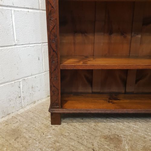 fig 2. ANTIQUE EDWARDIAN CARVED OAK OPEN BOOKCASE C1900