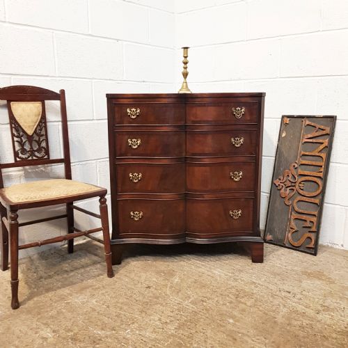 Antique Serpentine Shaped Mahogany Chest of Drawers C1920