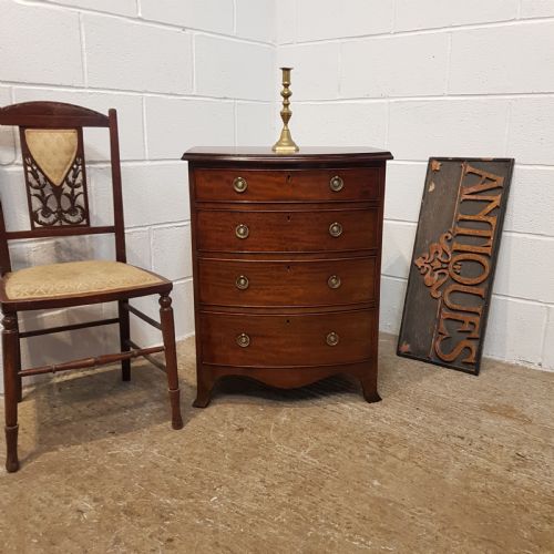 Antique Edwardian Mahogany Bow-front Dwarf Chest of Drawers C1900