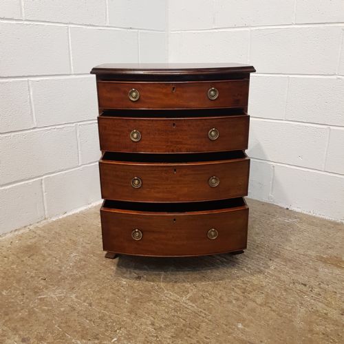 fig 1. ANTIQUE EDWARDIAN MAHOGANY BOW-FRONT DWARF CHEST OF DRAWERS C1900
