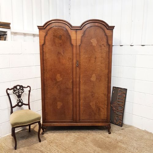 Antique Burr Walnut Doubke Wardrobe C1920