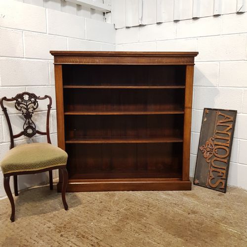 Antique Late Victorian Oak Open Bookcase C1890