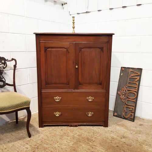 Antique Victorian Mahogany Gents Low Clothes Press C1880