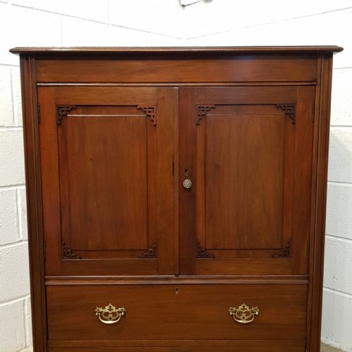 fig 2. ANTIQUE VICTORIAN MAHOGANY GENTS LOW CLOTHES PRESS C1880