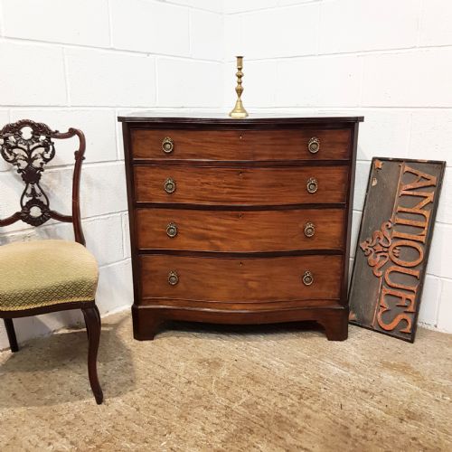 Antique Edwardian Mahogany Serpentine Front Chest of Drawers C1900