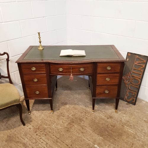 Antique Edwardian Mahogany Leather Top Pedestal Desk C1900