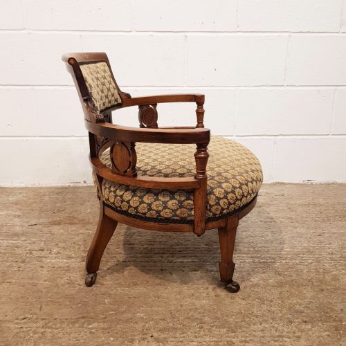 fig 1. ANTIQUE VICTORIAN INLAID ROSEWOOD TUB ARMCHAIR C1880