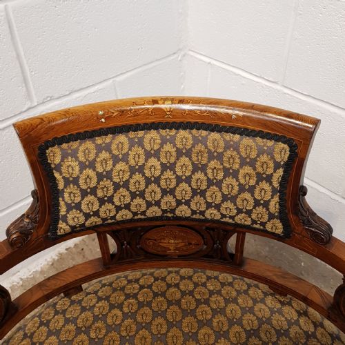 fig 2. ANTIQUE VICTORIAN INLAID ROSEWOOD TUB ARMCHAIR C1880
