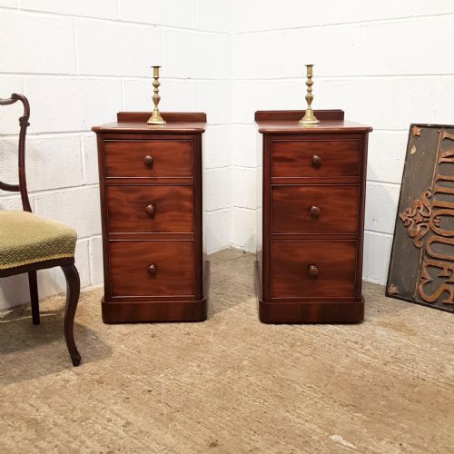 Superb Pair Antique Victorian Mahogany Bedside Chest of Drawers C1880
