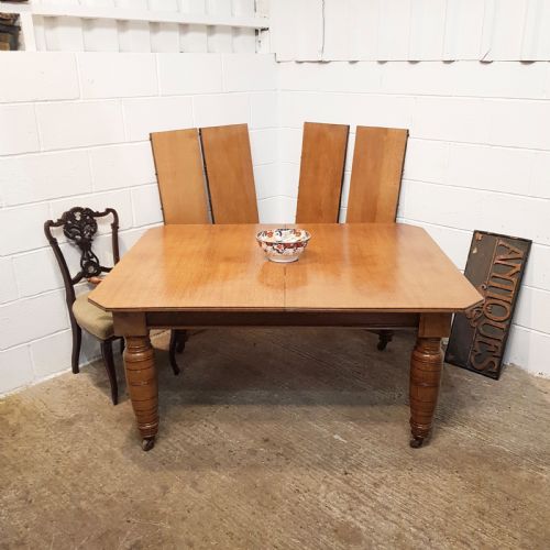 Antique Victorian Light Oak Extending Dining Table Seats 12 - 14 C1880