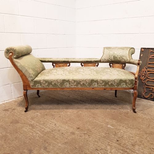 Antique Victorian Inlaid Walnut Double Ended Chaise Longue C1890
