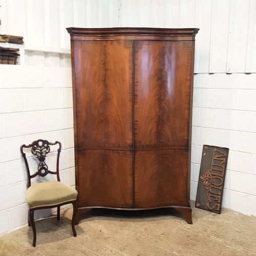 Antique Mahogany Serpentine Front Mahogany Double Wardrobe C1910