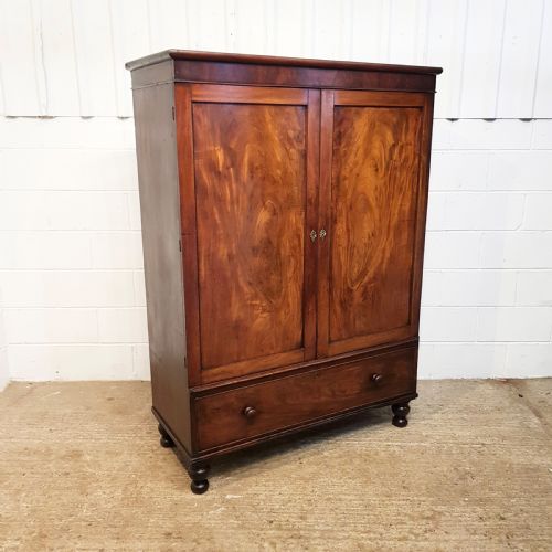 fig 1. ANTIQUE EARLY VICTORIAN MAHOGANY DWARF DOUBLE WARDROBE C1840