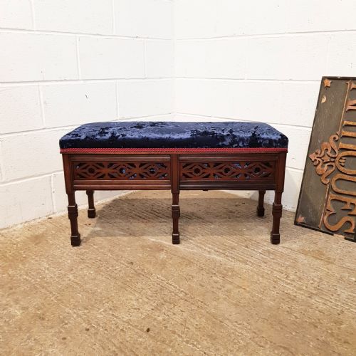 Antique Victorian Mahogany Duet Sttool with Storage C1880