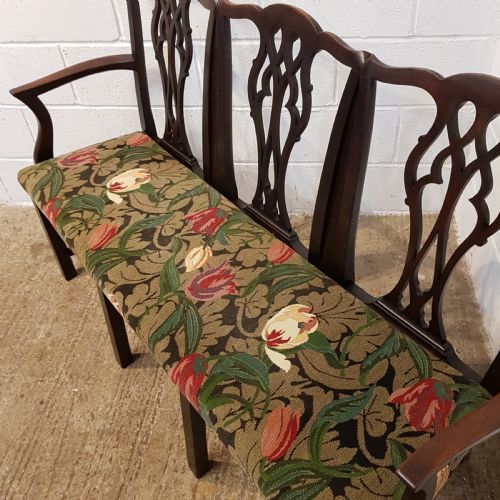 fig 2. ANTIQUE GEORGIAN MAHOGANY CHIPPENDALE TRIPLE CHAIR BACK SOFA C 1820