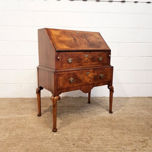 fig 1. ANTIQUE BURR WALNUT BUREAU C1920