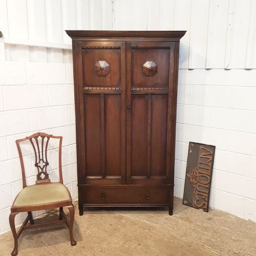 Antique Oak Double Wardrobe C1920