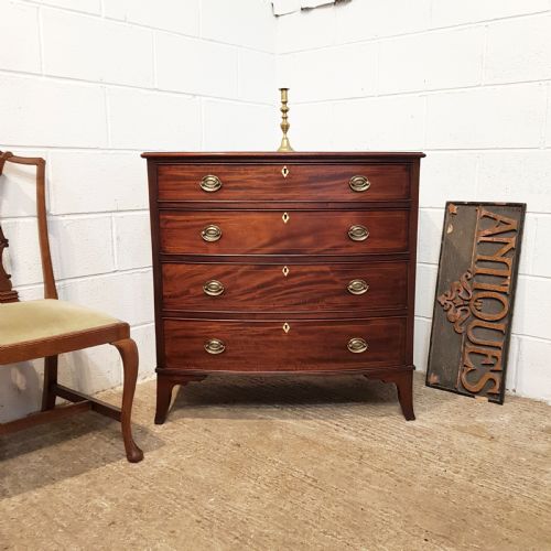 Antique Regency Small Mahogany Bow Front  Chest if Drawers C1820